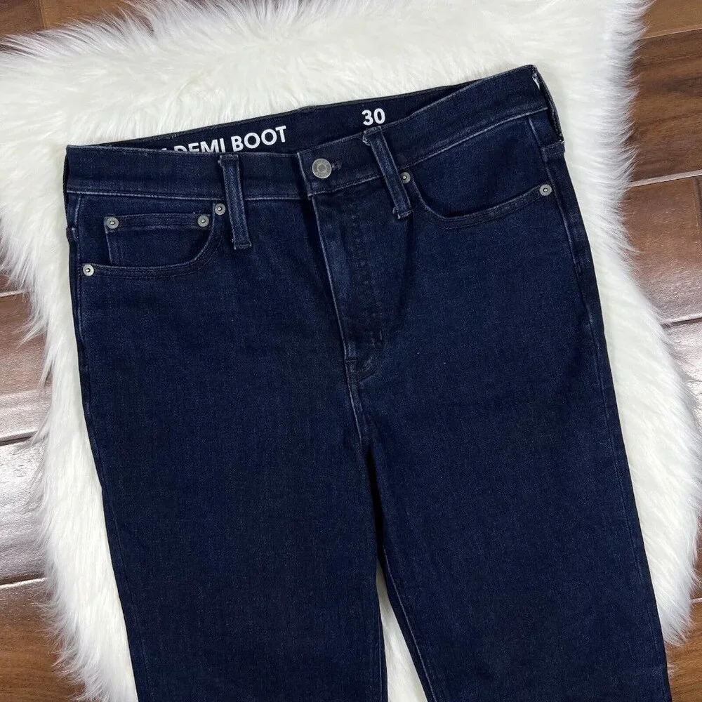J. Crew Size 30 Rinse Wash‎ Brushed Back Slim Demi Boot Cut Denim Jeans BN042